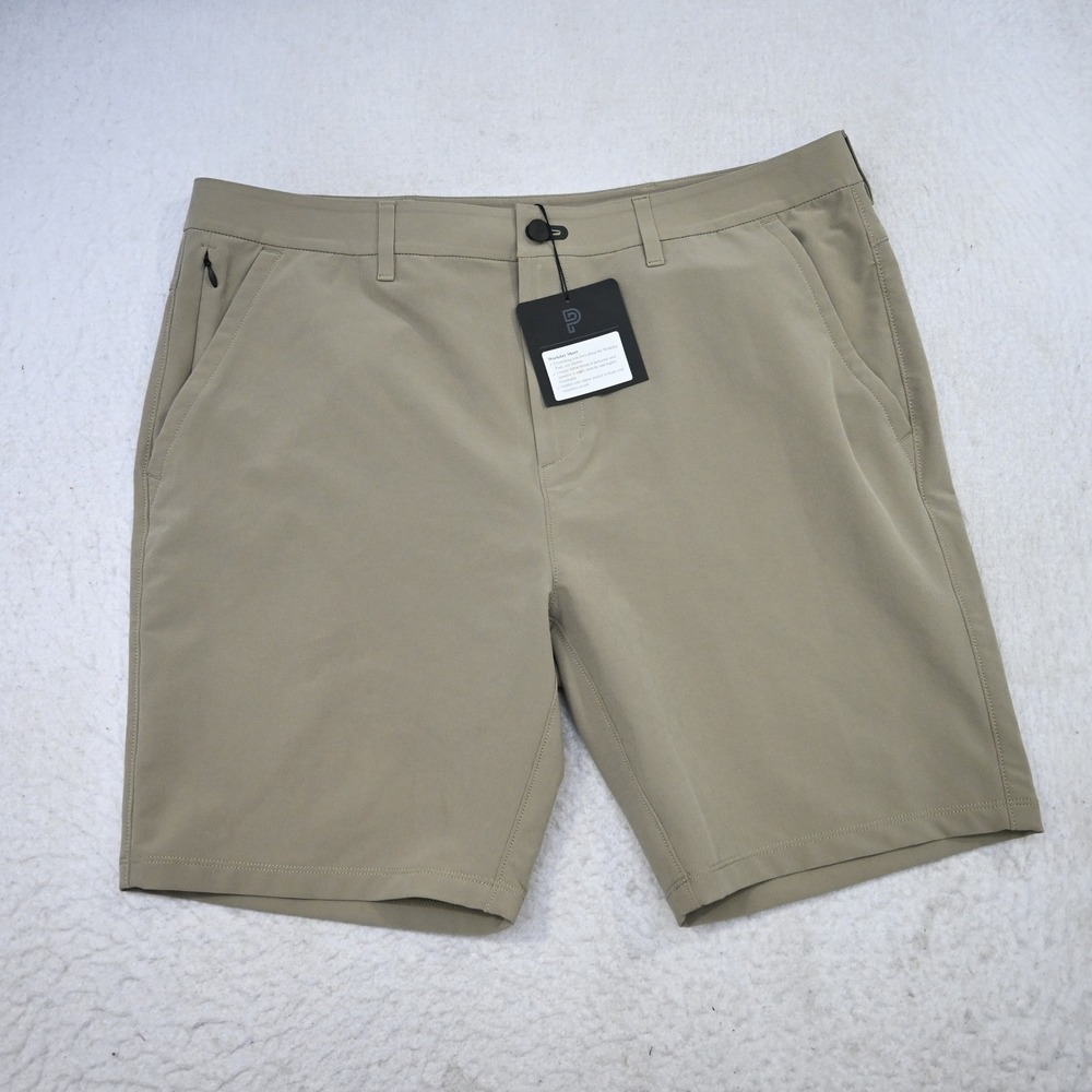 Public Rec Workday Short Mens 36 NEW Tan Khaki Performance Stretch Zipper Pocket